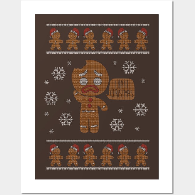 I hate christmas (ugly sweater) Wall Art by Melonseta